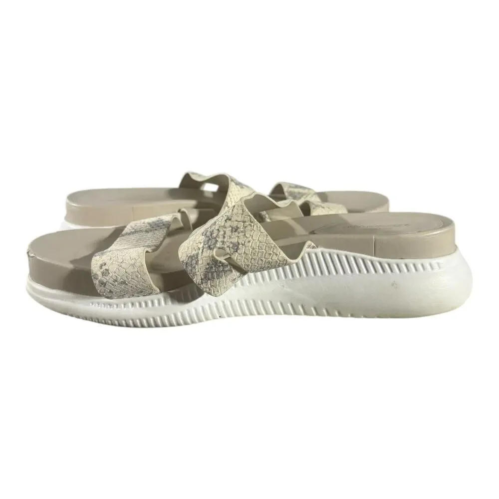 Cole Haan GrandØS Women’s Slide Sandals Snake Embossed Leather Cream Size 9